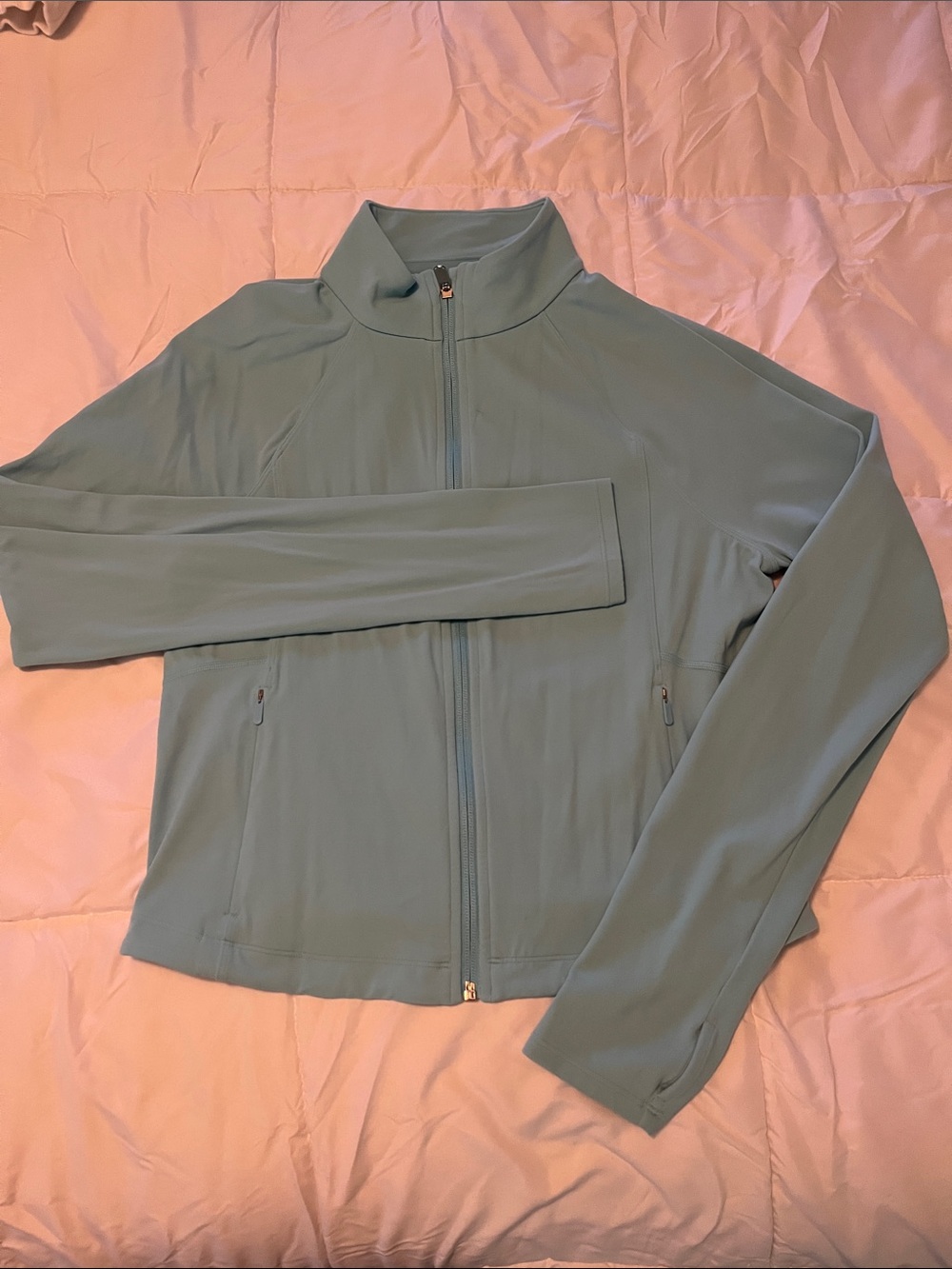 Athleta salutation crop jacket aqua